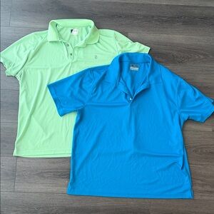 IZOD PGA Tour Green Blue Golf Polo Shirts silky material 2XL XXL